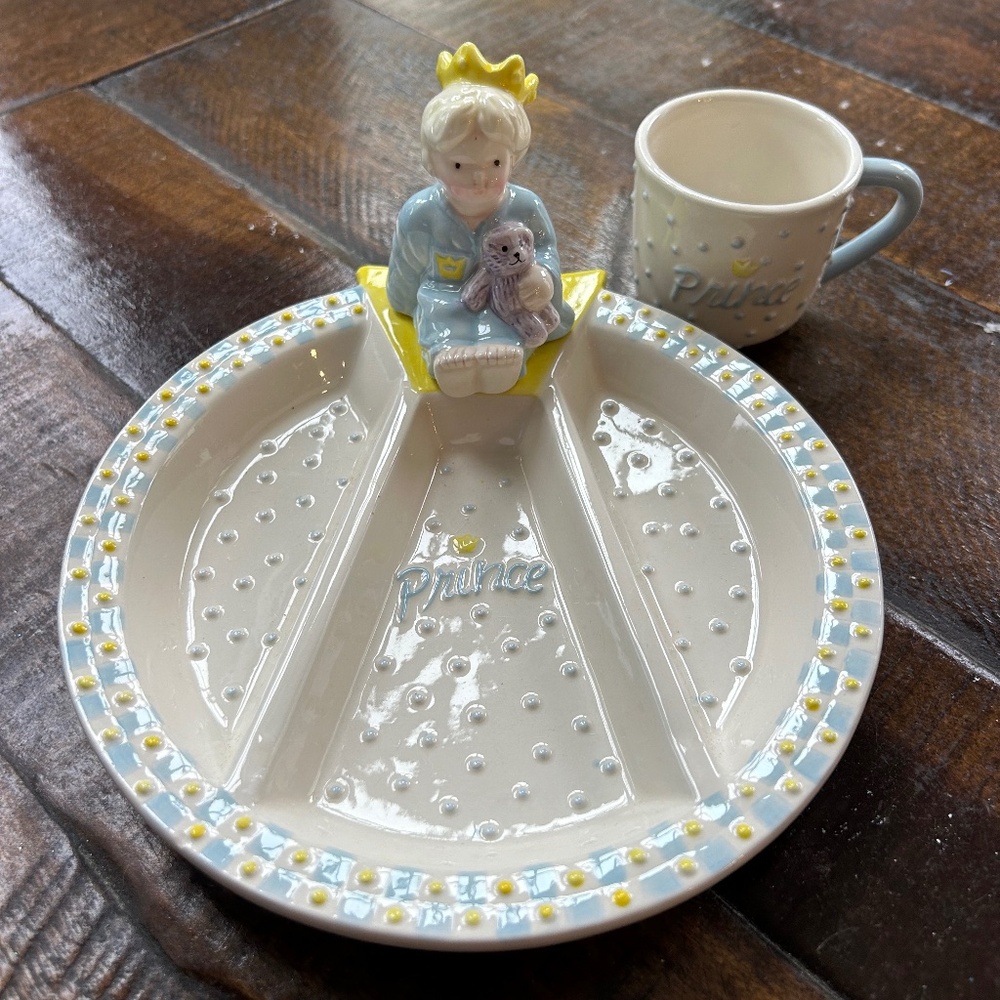 “New” Mud Pie Prince plate & cup set